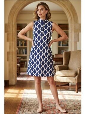 J. McLaughlin Lattice Print Sleeveless Dress